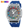 Electronic Watch Multifunctional Luminous Waterproof Pc Case Silicone Strap Round Dial For Men