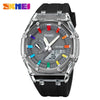Electronic Watch Multifunctional Luminous Waterproof Pc Case Silicone Strap Round Dial For Men