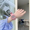 Electronic Watch Plastic Case Silicone Strap Square Style For Men And Women Students
