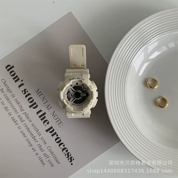 Electronic Watch Plastic Mirror Plastic Case Silicone Strap Round Dial Unicorn Style For General Gender