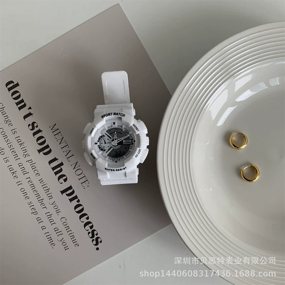 Electronic Watch Plastic Mirror Plastic Case Silicone Strap Round Dial Unicorn Style For General Gender