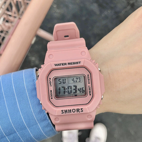 Electronic Watch Plastic Silicone Square For Men And Women Students Jelly Unicorn Macarons Style
