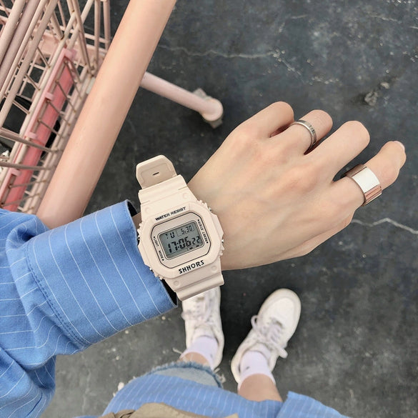 Electronic Watch Plastic Silicone Square For Men And Women Students Jelly Unicorn Macarons Style