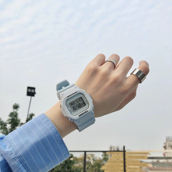 Electronic Watch Plastic Silicone Square For Men And Women Students Jelly Unicorn Macarons Style