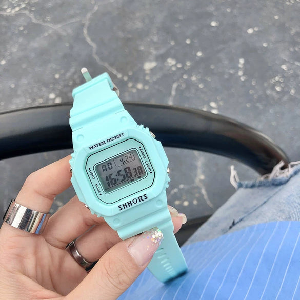 Electronic Watch Plastic Silicone Square For Men And Women Students Jelly Unicorn Macarons Style