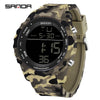 Electronic Watch Silicone Strap Abs Case Acrylic Mirror Round Dial Camouflage Series Outdoor Sports Multifunction