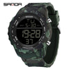 Electronic Watch Silicone Strap Abs Case Acrylic Mirror Round Dial Camouflage Series Outdoor Sports Multifunction
