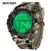 Electronic Watch Silicone Strap Abs Case Acrylic Mirror Round Dial Camouflage Series Outdoor Sports Multifunction