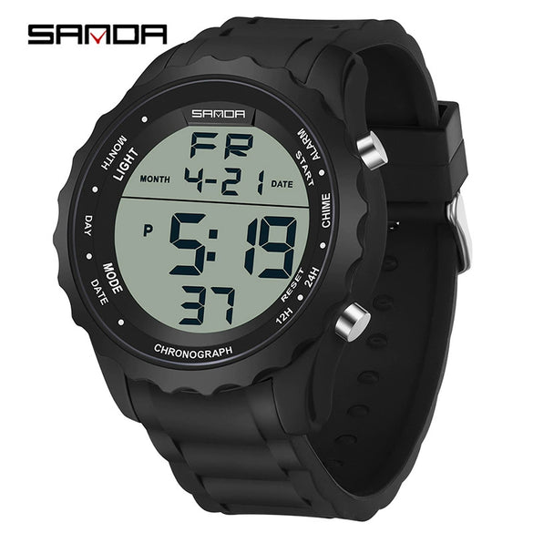 Electronic Watch Silicone Strap Abs Case Acrylic Mirror Round Dial Camouflage Series Outdoor Sports Multifunction
