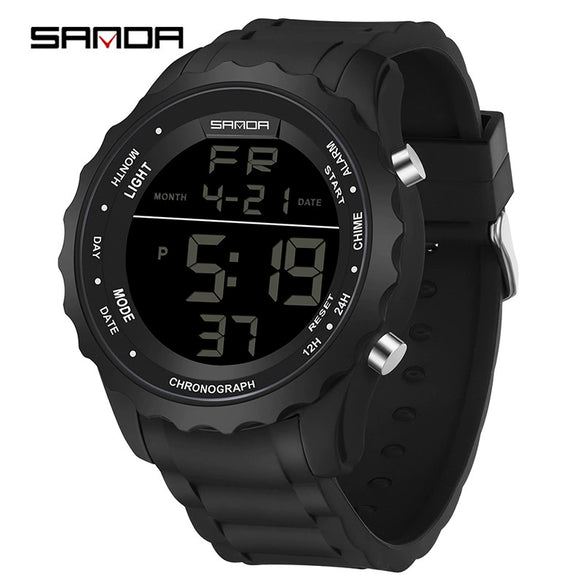 Electronic Watch Silicone Strap Abs Case Acrylic Mirror Round Dial Camouflage Series Outdoor Sports Multifunction