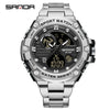 Electronic Watch Steel Band Multifunctional Round Dial Simple Style Waterproof For Men
