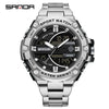 Electronic Watch Steel Band Multifunctional Round Dial Simple Style Waterproof For Men