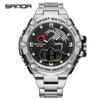 Electronic Watch Steel Band Multifunctional Round Dial Simple Style Waterproof For Men