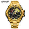 Electronic Watch Steel Band Multifunctional Round Dial Simple Style Waterproof For Men