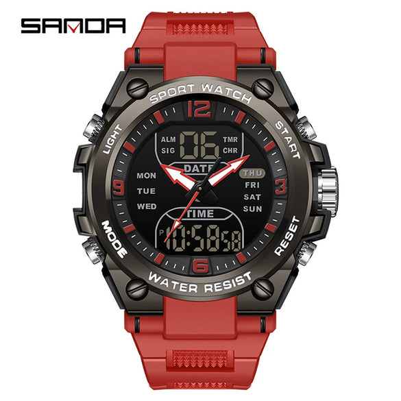 Electronic Watch Tpu Strap Abs Case Acrylic Mirror Round Dial Sports Student Style