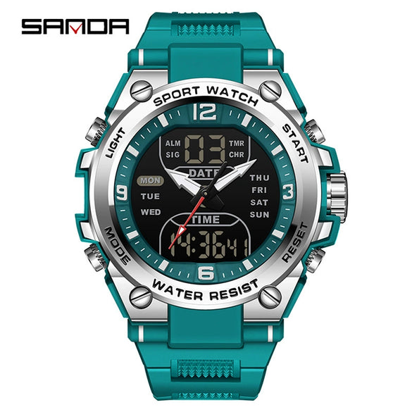 Electronic Watch Tpu Strap Abs Case Acrylic Mirror Round Dial Sports Student Style