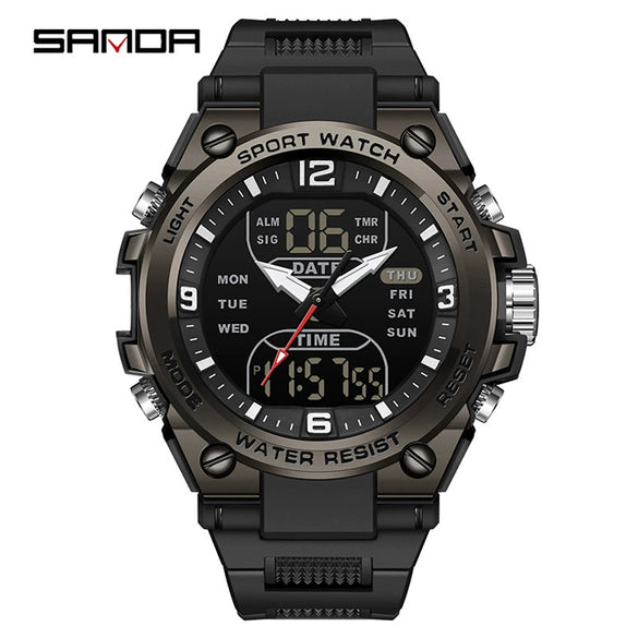 Electronic Watch Tpu Strap Abs Case Acrylic Mirror Round Dial Sports Student Style