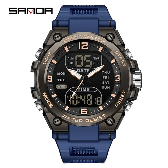 Electronic Watch Tpu Strap Abs Case Acrylic Mirror Round Dial Sports Student Style