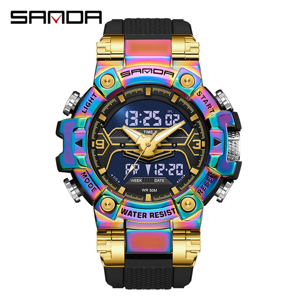Electronic Watch Zinc Alloy Acrylic Mirror Tpu Strap Round Dial Simple Style Men's Watch