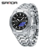 Electronic Watch Zinc Alloy Case Steel Band Round Dial Fashionable Multifunctional Men's Watch