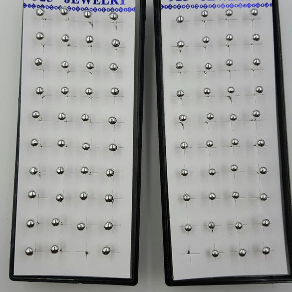 Electroplated 925 Silver Small Ball Wholesale Silver Small Ball Antiallergy Ear Studs 20 Pairs Boxed Painless Ear Piercing Round Ball