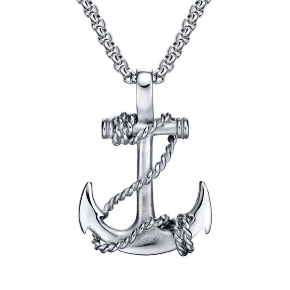 Electroplated Alloy Anchor Pendant Pearl Chain Sweater Necklace With Simple Geometric Design Unisex Fashion Accessory Wholesale