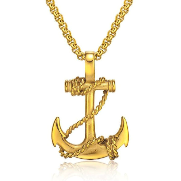 Electroplated Alloy Anchor Pendant Pearl Chain Sweater Necklace With Simple Geometric Design Unisex Fashion Accessory Wholesale