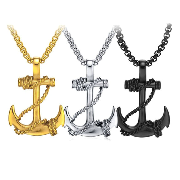 Electroplated Alloy Anchor Pendant Pearl Chain Sweater Necklace With Simple Geometric Design Unisex Fashion Accessory Wholesale