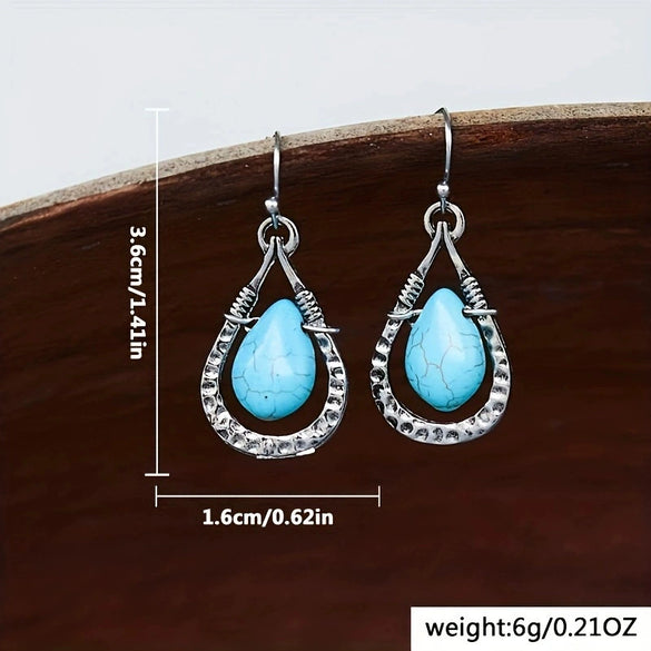 Electroplated Alloy Geometric Drop Earrings With Handwrapped Silk Detail Retro Creative Statement Jewelry