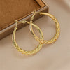 Electroplated Alloy Geometric Round Hoop Earrings With Exaggerated Statement Design Fashionable Niche Style And Light Luxury Appeal