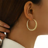 Electroplated Alloy Geometric Round Hoop Earrings With Exaggerated Statement Design Fashionable Niche Style And Light Luxury Appeal