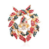 Electroplated Alloy Rhinestone Heart Bell Christmas Brooch Pin With Floral Design For Unisex Wholesale