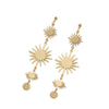Electroplated Alloy Sunflower Long Tassel Earrings With Geometric Stud Design And Stainless Steel Ear Needles For Women