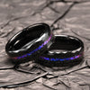 Electroplated Black Tungsten Steel Ring With Blue Brocade Inlay And Geometric Diamond Shape Details For Men And Women