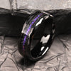 Electroplated Black Tungsten Steel Ring With Blue Brocade Inlay And Geometric Diamond Shape Details For Men And Women