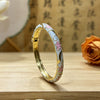 Electroplated Cloisonné Enamel Floral Open Cuff Bracelet For Women Thin Decorative Jewelry Accessory