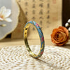 Electroplated Cloisonné Enamel Floral Open Cuff Bracelet For Women Thin Decorative Jewelry Accessory