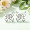 Electroplated Copper Butterfly Zircon Hollow Clip On Earrings For Women Minimalist Animal Design Jewelry