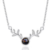 Electroplated Copper Deer Antler Projection Necklace With I Love You Message Cross Chain Animal Pendant Christmas Gift