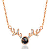 Electroplated Copper Deer Antler Projection Necklace With I Love You Message Cross Chain Animal Pendant Christmas Gift