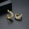 Electroplated Copper Geometric Asymmetric Earrings With Crystal Zircon Accents For Women