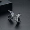 Electroplated Copper Geometric Asymmetric Earrings With Crystal Zircon Accents For Women