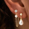 Electroplated Copper Geometric Imitation Pearl Earrings For Women With Retro Bridal Style