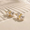 Electroplated Copper Geometric Imitation Pearl Earrings For Women With Retro Bridal Style