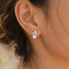 Electroplated Copper Geometric Imitation Pearl Earrings For Women With Retro Bridal Style