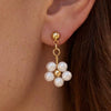 Electroplated Copper Geometric Imitation Pearl Earrings For Women With Retro Bridal Style