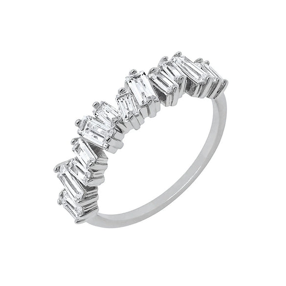 Electroplated Copper Rectangular Geometric Zircon Ring Fashion Trend Ring For Women