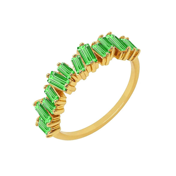 Electroplated Copper Rectangular Geometric Zircon Ring Fashion Trend Ring For Women