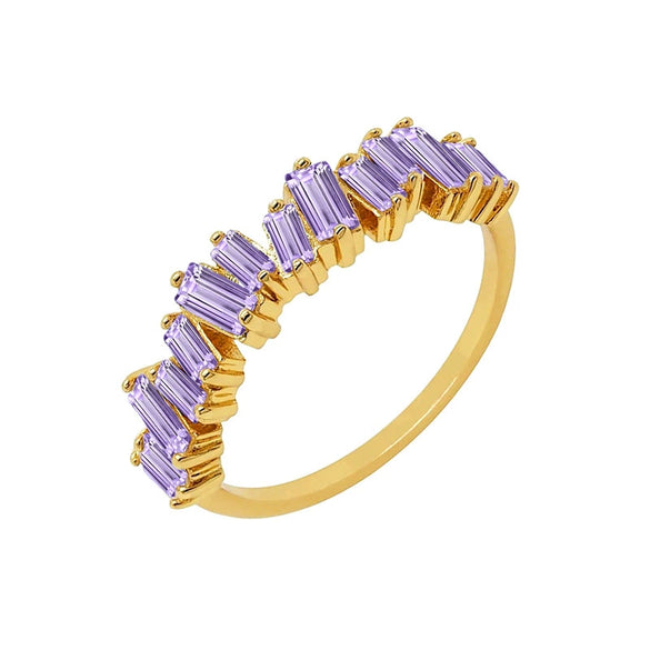 Electroplated Copper Rectangular Geometric Zircon Ring Fashion Trend Ring For Women