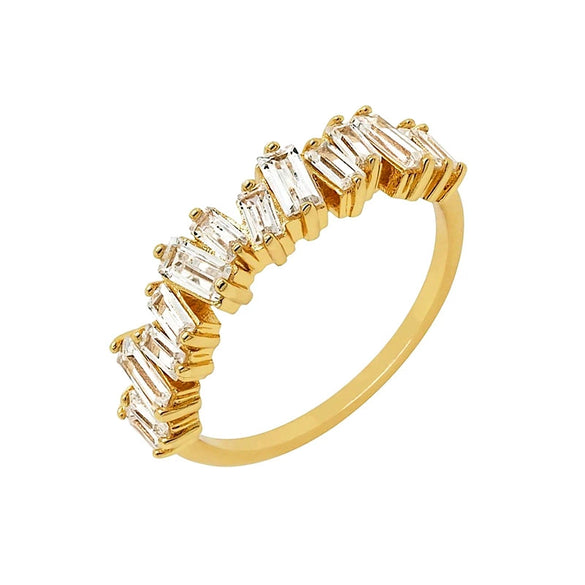 Electroplated Copper Rectangular Geometric Zircon Ring Fashion Trend Ring For Women